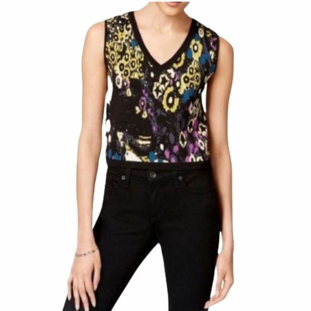 Rachel Roy Deep Sapphire Combo Sweater Vest Top